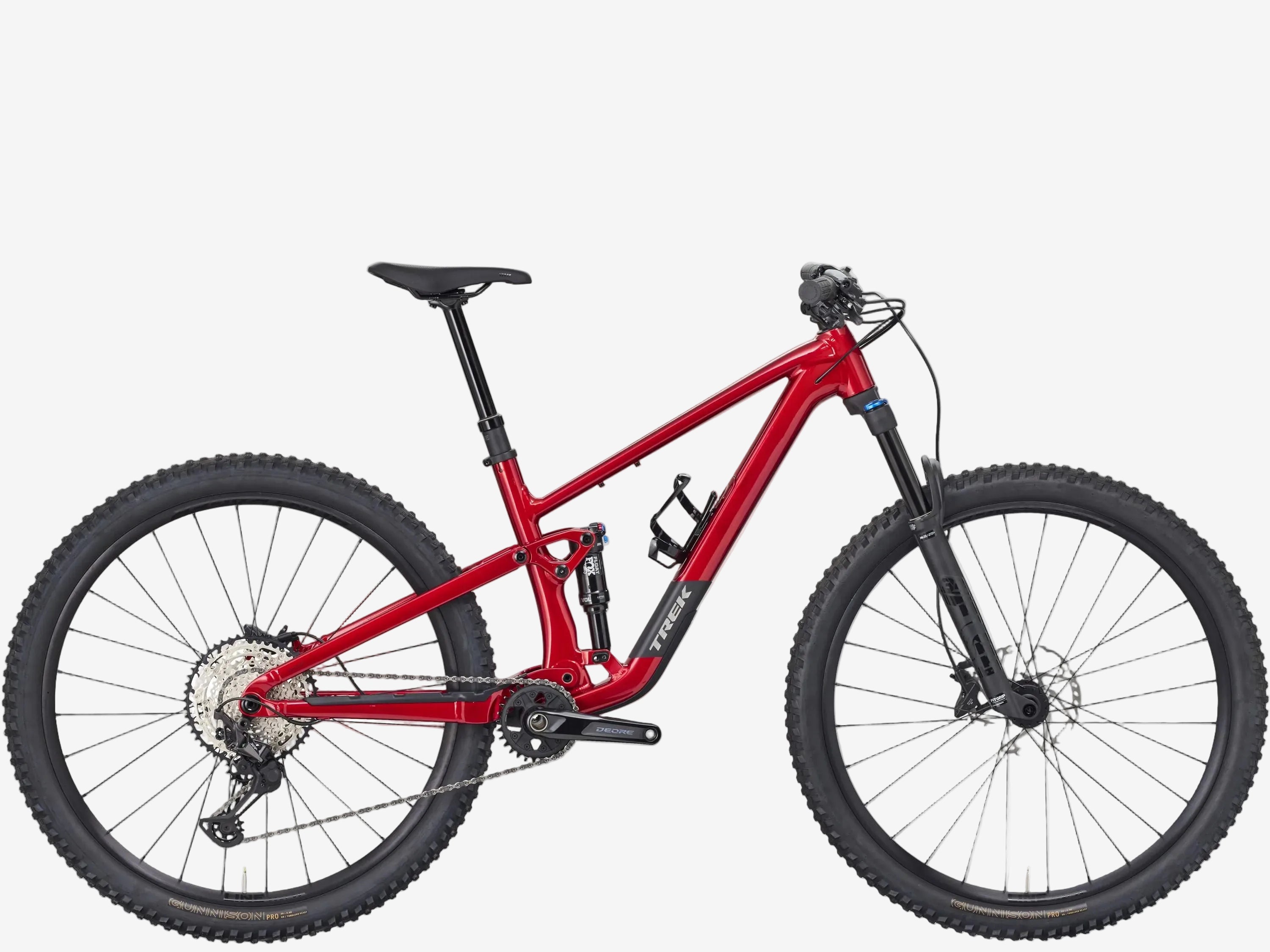 Red mountain bike on a white background