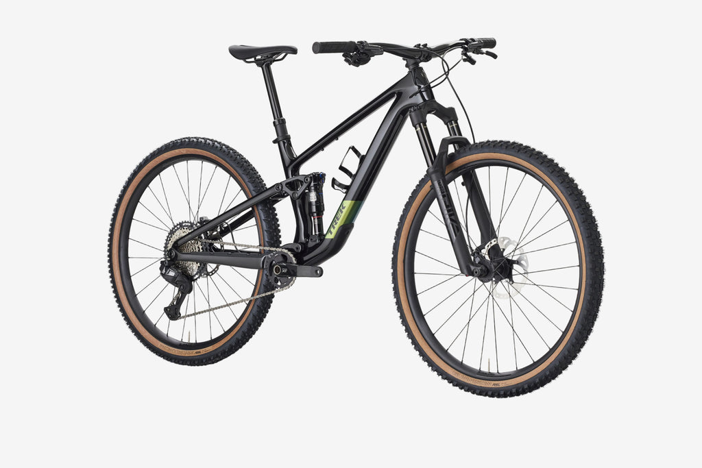 Black mountain bike on a white background
