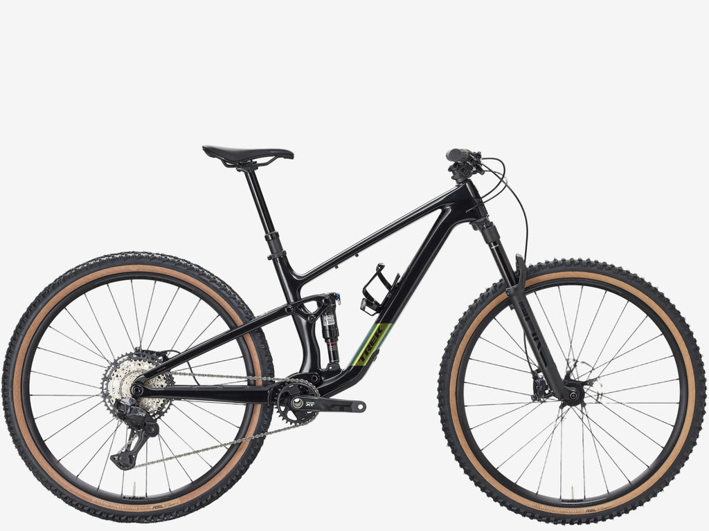 Black mountain bike on a white background