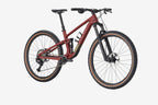 Red mountain bike on a white background