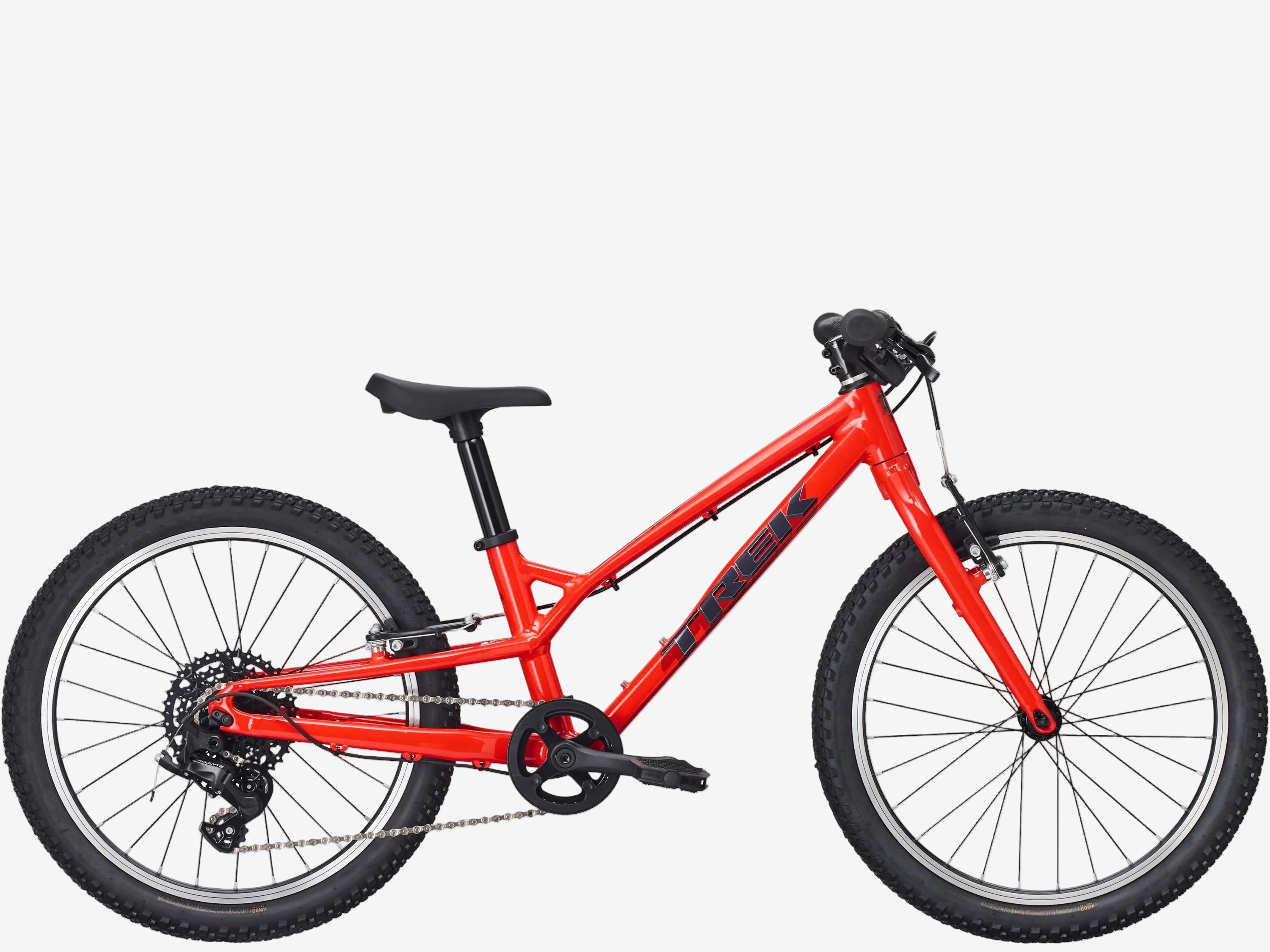 Red children's bicycle on a white background