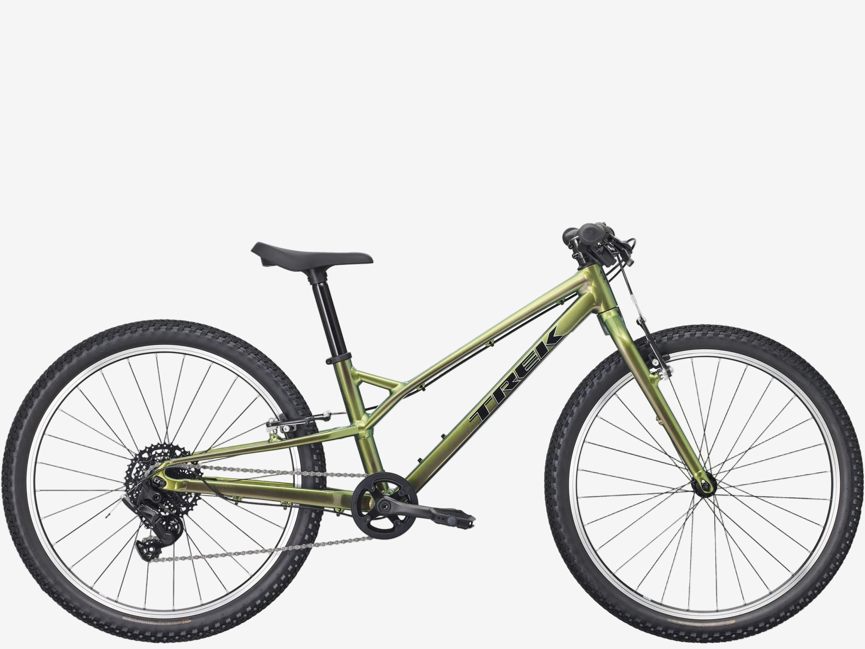 Green mountain bike on a white background