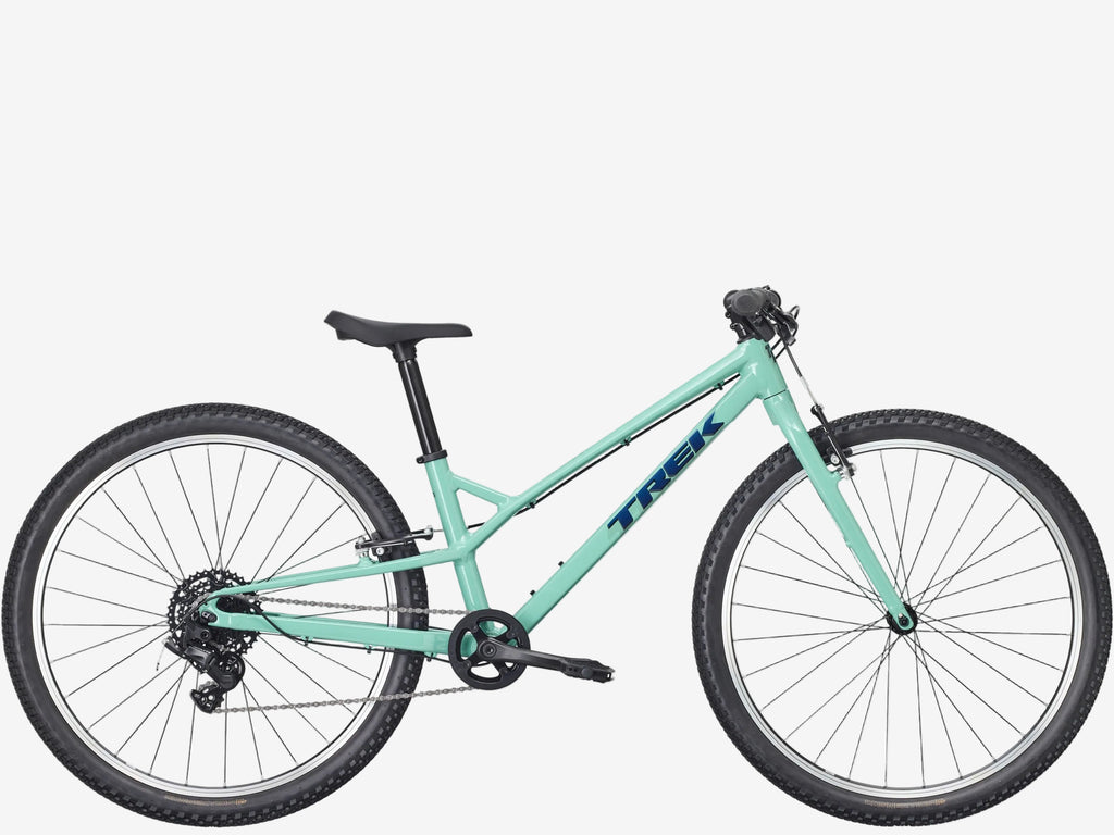 Mint green bicycle on a white background
